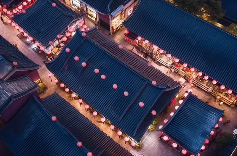 江南苏州同里古镇古城航拍摄影图,高清,摄影图,摄影图片,图片大全,摄影图免费下载